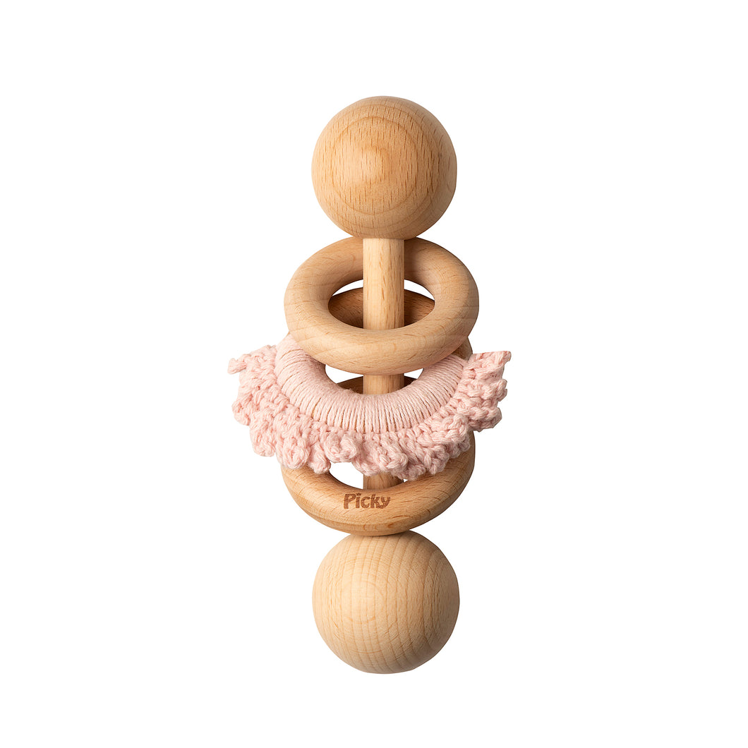 BABY RATTLE WITH CROCHET RUFFLE RING
