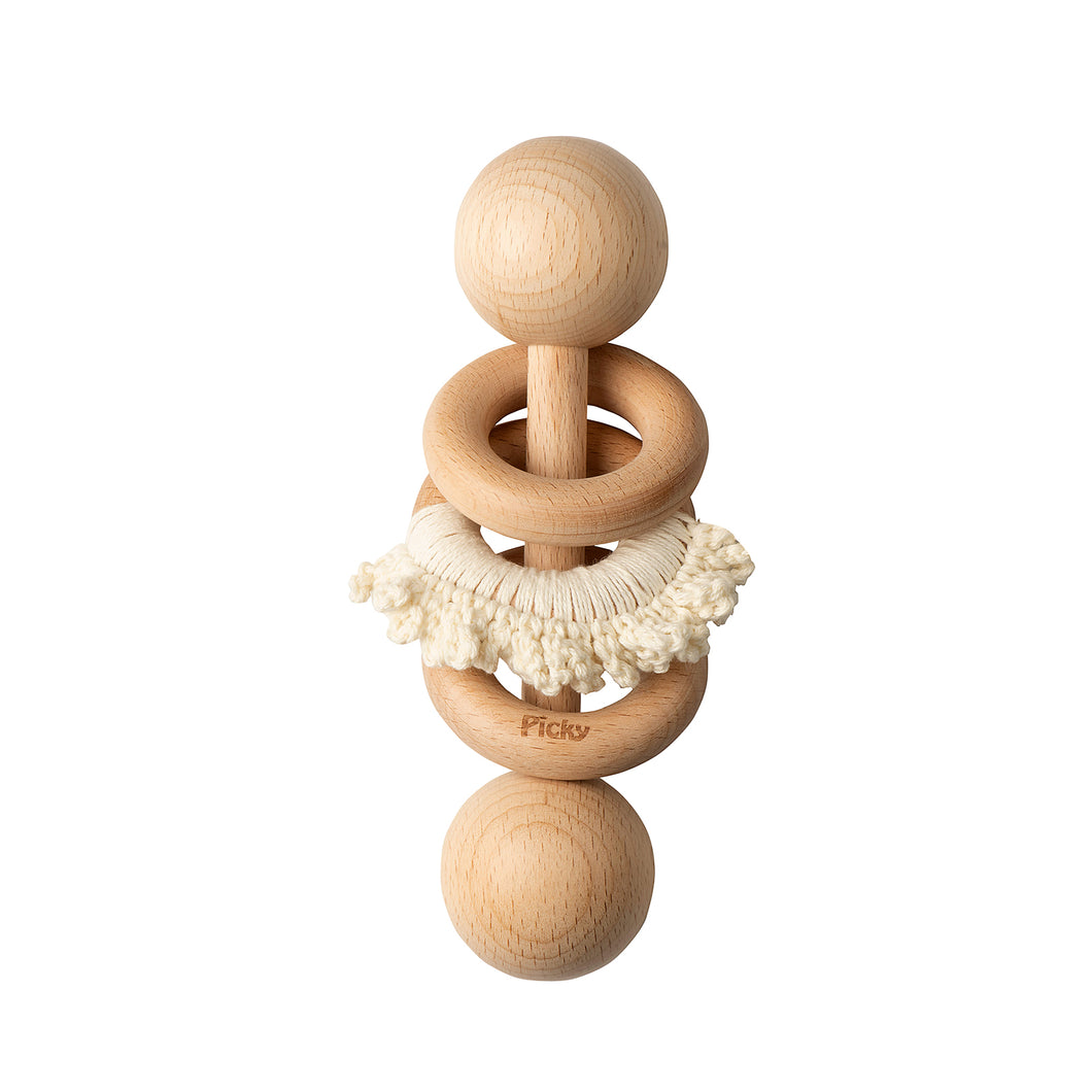 BABY RATTLE WITH CROCHET RUFFLE RING