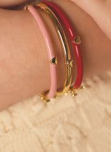 Load image into Gallery viewer, DEEP RED BANGLE WITH GOLD HEART
