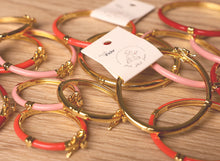 Load image into Gallery viewer, DEEP RED BANGLE WITH GOLD HEART
