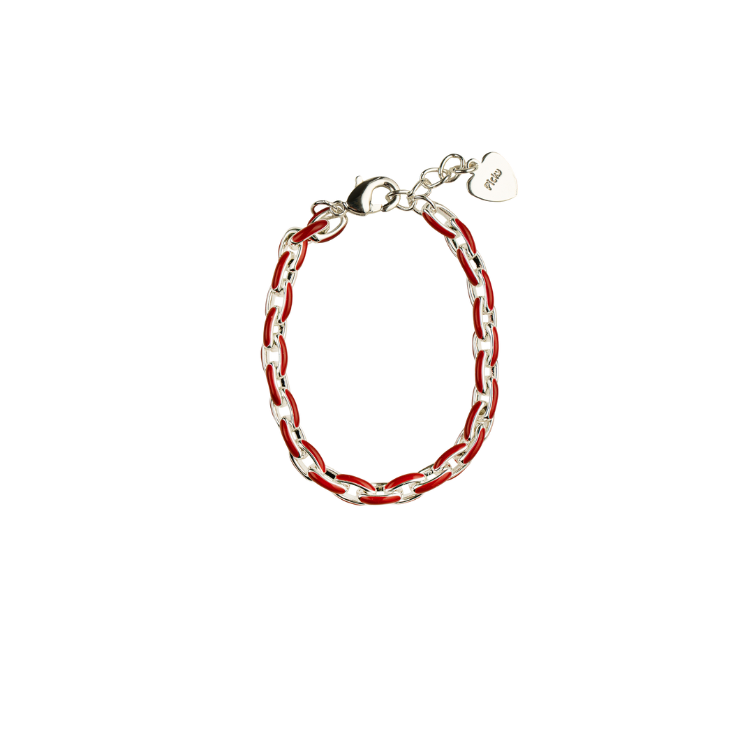 RED AND SILVER LINK BRACELET