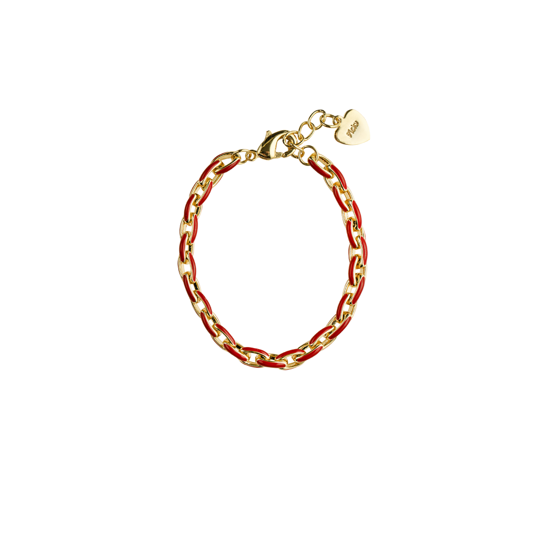 RED AND GOLD LINK BRACELET