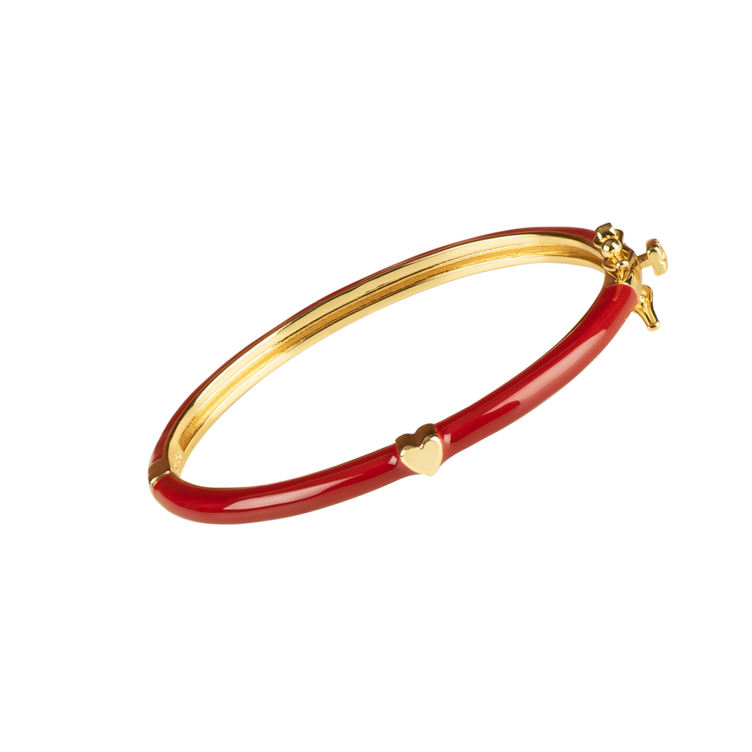 DEEP RED BANGLE WITH GOLD HEART