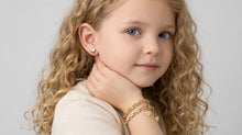 Load image into Gallery viewer, GOLD HEART EARRINGS with RED STONES
