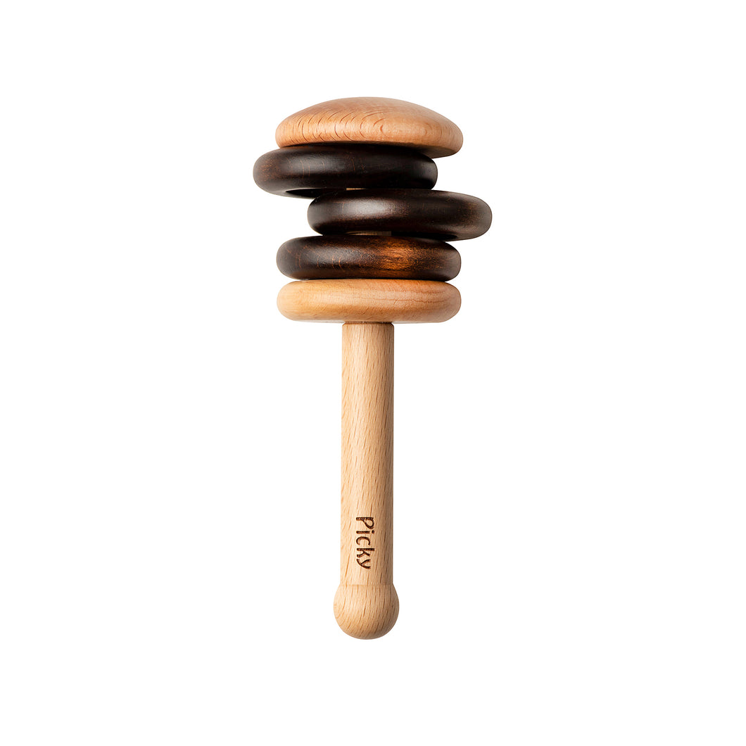 WOODEN HAND RATTLE