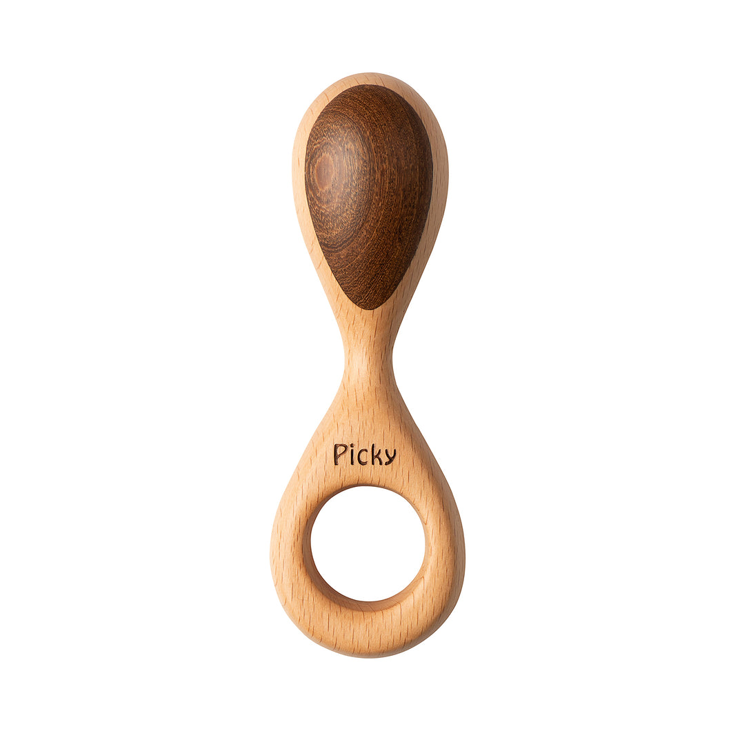 WOODEN HAND RATTLE