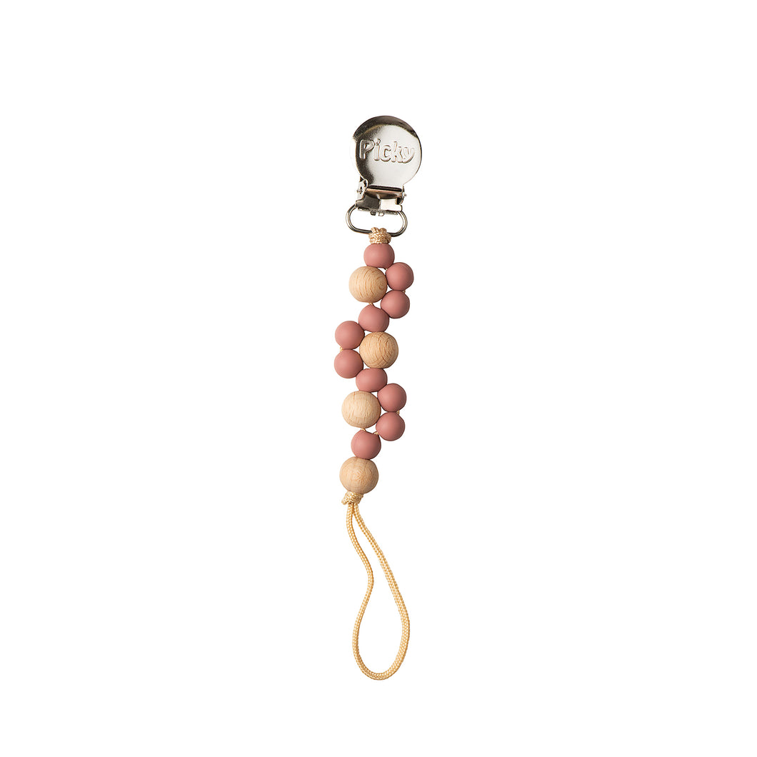 WOOD AND SILICONE BRAIDED PACI CLIP