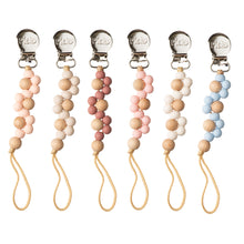 Load image into Gallery viewer, WOOD AND SILICONE BRAIDED PACI CLIP
