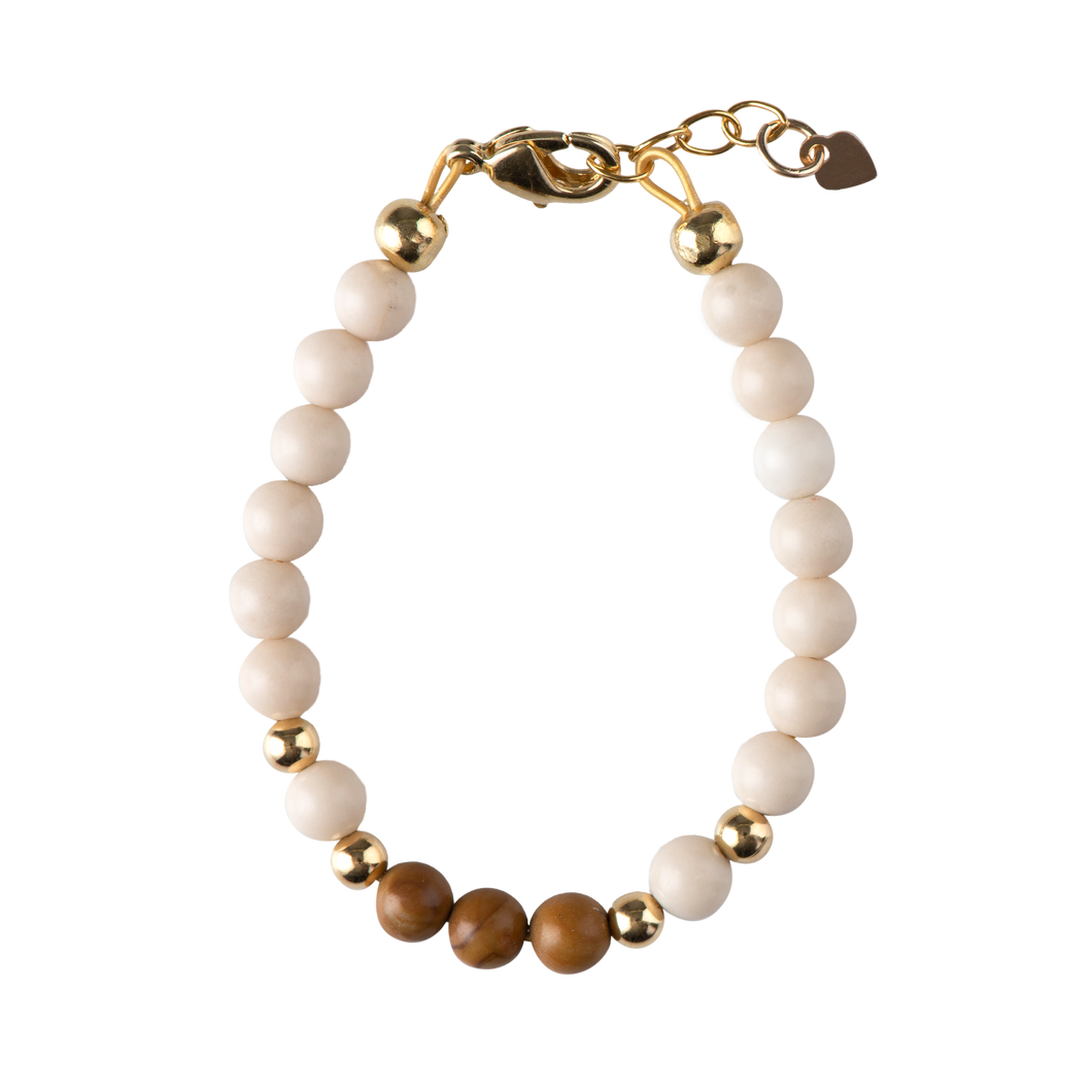 DYE JADE WITH WOOD GRAIN BEADS BRACELET