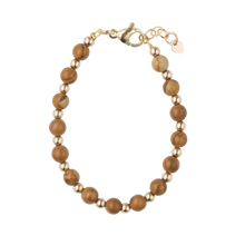Load image into Gallery viewer, WOOD GRAIN STONE WITH GOLD BEADS BRACELET

