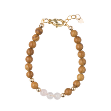 Load image into Gallery viewer, WOOD GRAIN STONE WITH ROSE BEADS BRACELET
